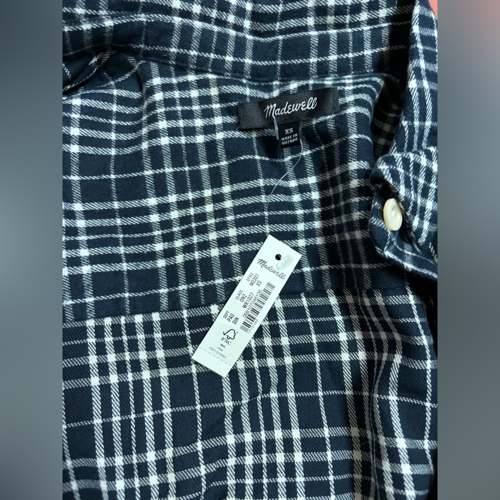 NWT Madewell Checkered Navy Shirt
